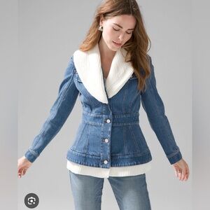 WHBM Peplum Denim Jacket with Sweater Jacket
